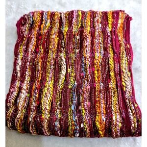 Vintage 70s Made in India 100% Rayon Metallic Lurex Scarf Extra Long 70”+ Boho